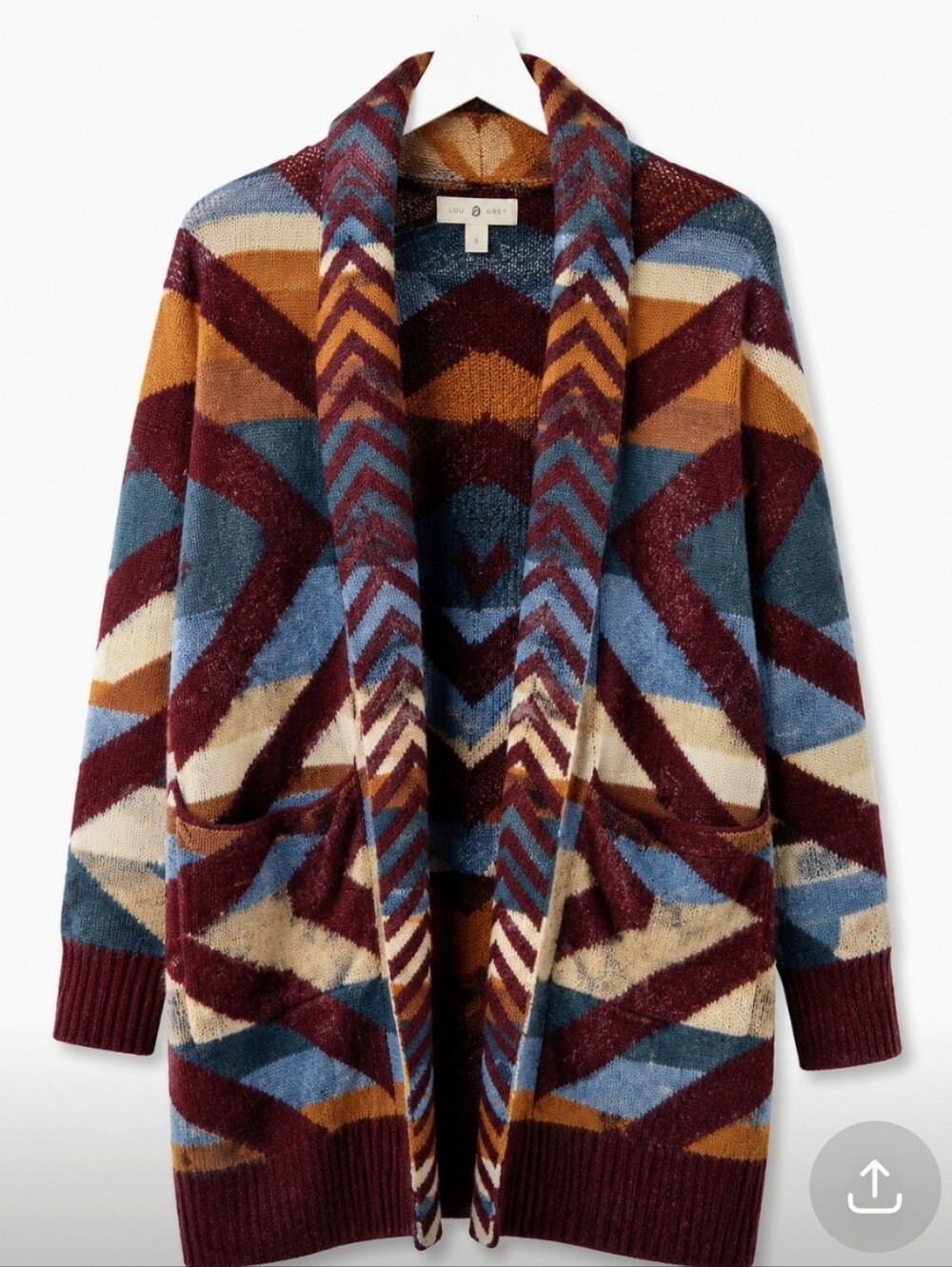 Geometric Pattern Open Cardigan Sweater - Multi-Color